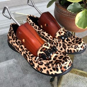 Vionic Orthaheel Calf Hair Leopard Print Loafers